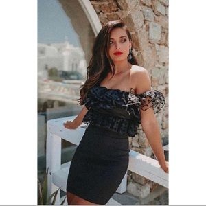 Zara ruffle dot mini dress